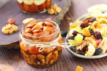 Dried fruit and nuts in honey