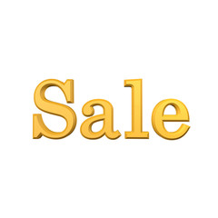Word Sale made of gold, isolated on black, 3D illustration.