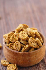 Croutons in bowl
