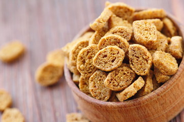 Croutons in bowl