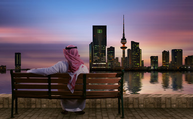 Kuwait city skyline during sunset - 143748668
