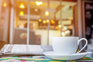 Cappuccino coffee cup in cafe 