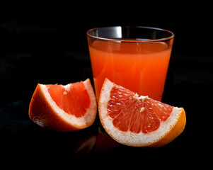 grapefruit juice in a glass of fruit