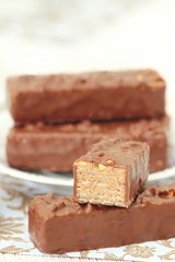 Waffles with chocolate cream and nuts