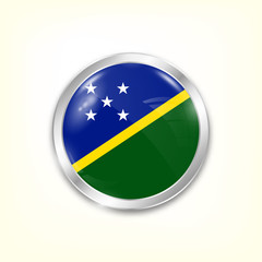 Round button national flag of Solomon islands with the reflection of light and shadow. Icon country. Realistic vector illustration.