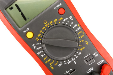Fototapeta premium Digital multimeter closeup isolated on white background