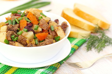 Stew meat with vegetables and haricot