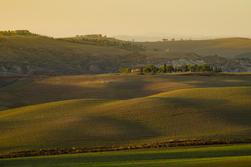 Autumn landscape of the most picturesque part of Tuscany, val d'orcia valley