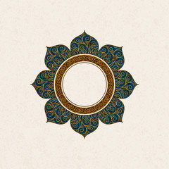 vector arabic vintage frame in a form of a frame with colorful elegant decoration