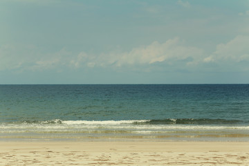 Vintage color picture of Beach and sea on a clear day.