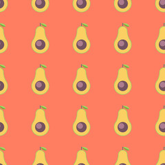 Organic vegetarian avocado seamless repeating pattern - flat style illustration

