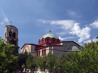 Greek Orthodox church in Pefkohori. Traditional greek church.