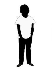 black and white silhouette boy
