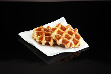 Belgian waffles with raspberries