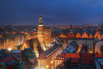Wrocław panorama starego miasta - obrazy, fototapety, plakaty