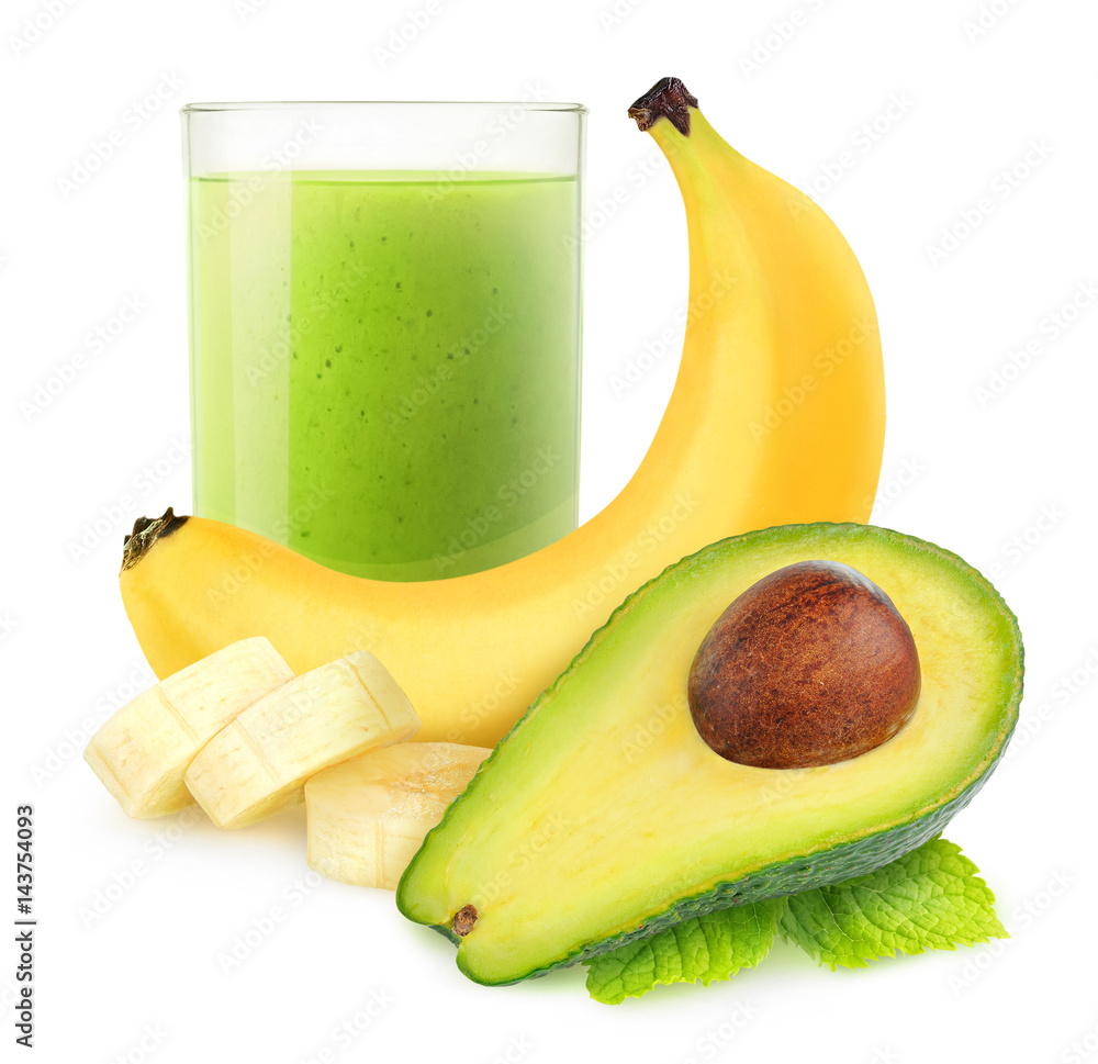 Aufkleber isolated drink. avocado banana smoothie isolated on white background with clipping path