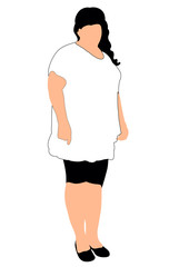 Vector black and white silhouette full girl