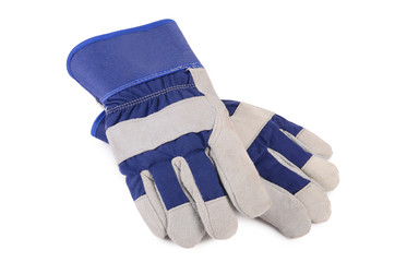 Working mens gloves on white background