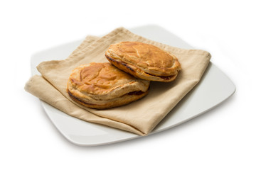 Pizzetta sfoglia, typical food of Cagliari city, Sardinia, Italy