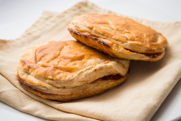 Pizzetta sfoglia, typical food of Cagliari city, Sardinia, Italy