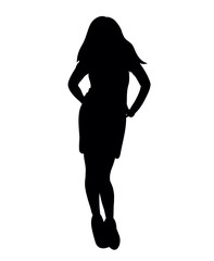 Black silhouette girl posing vector illustration