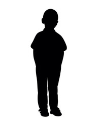 Black silhouette boy childhood vector illustration