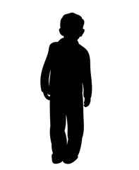 Black silhouette boy childhood vector illustration