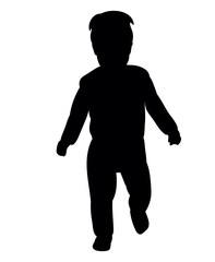 Black silhouette boy childhood vector illustration