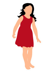 Little girl jumping, childhood, colored silhouette, vector