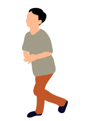 Little boy runs, color silhouette child, vector