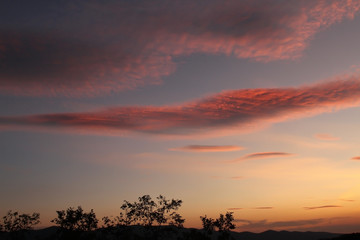 Amazing colourful sunrise view in mountains