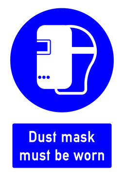 cshas507 CombiSignHealthAndSafety cshas - German / Gebotszeichen: Schwei&szlig;maske benutzen - english / safety - mandatory action sign: dust mask must be worn - particulate matter - DIN A2 A3 - e5183