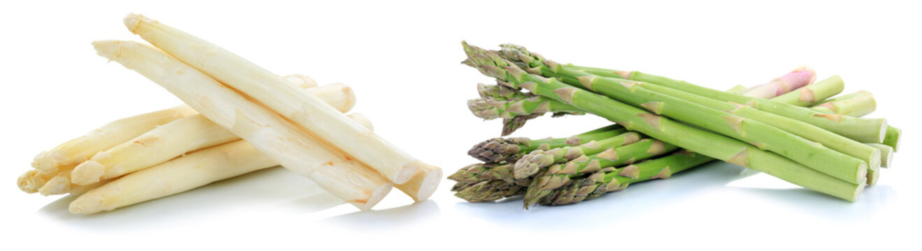 Wei&szlig;er weisser und gr&uuml;ner Spargel weiss wei&szlig; gr&uuml;n Gem&uuml;se Freisteller freigestellt isoliert