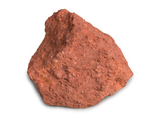 Metal ore bauxite isolated on white background. Bauxite, an aluminum ore, is the main source of aluminum metal. 