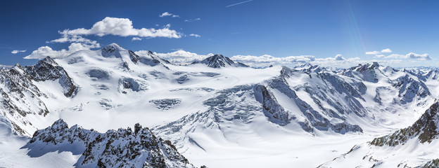 Gipfelpanorama Wildspitze, Pitztal, Österreich - obrazy, fototapety, plakaty