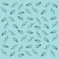 Hand and foot pattern. blue background