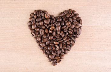 Heart coffee frame made of coffee beans