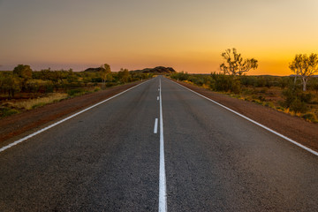 Sunset over australian highway