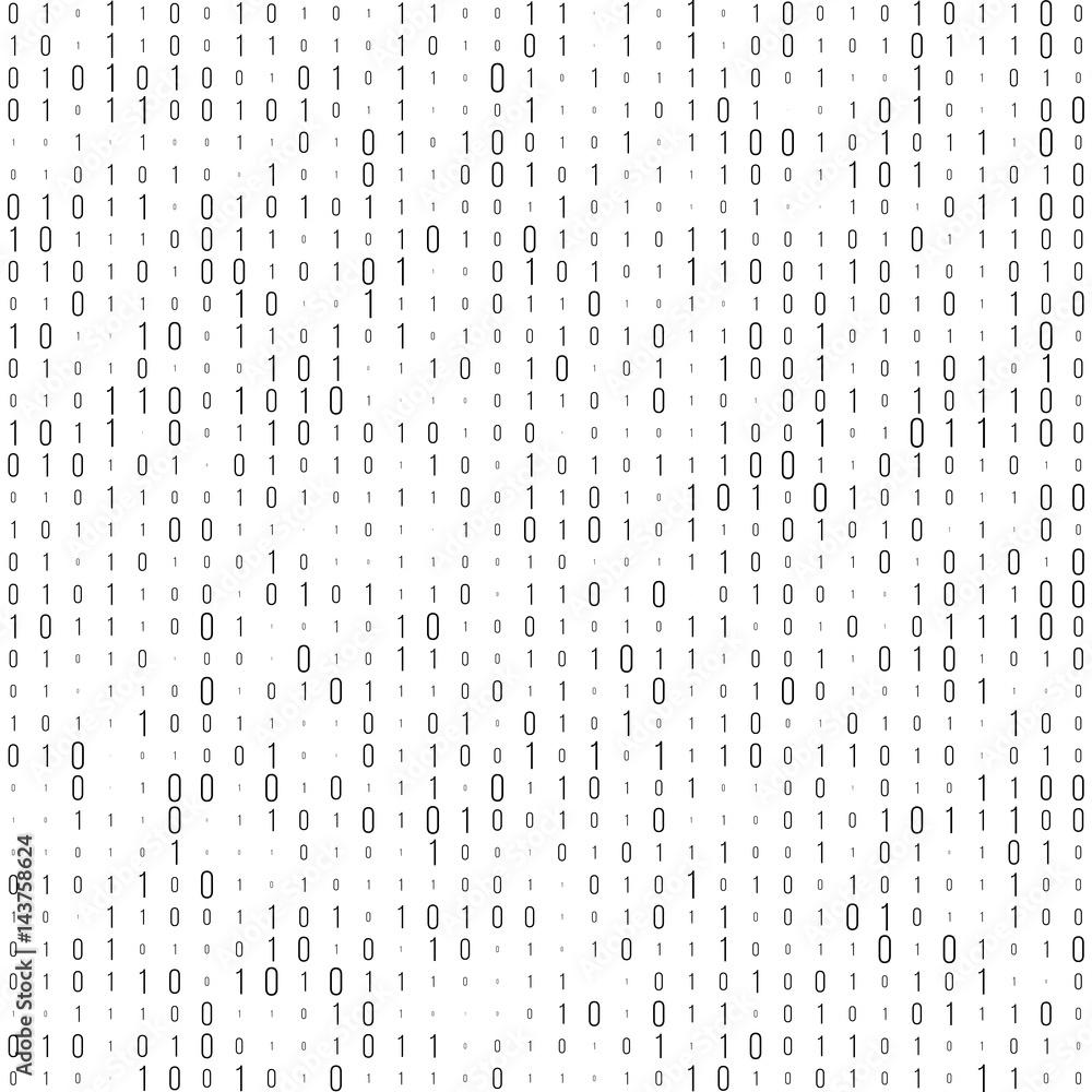 Aufkleber binary code black and white background