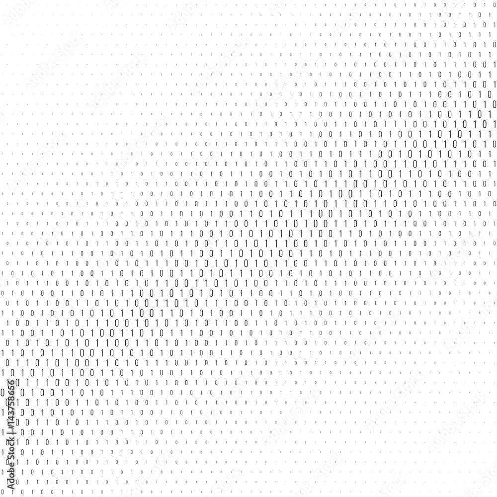 Poster binary code black and white background