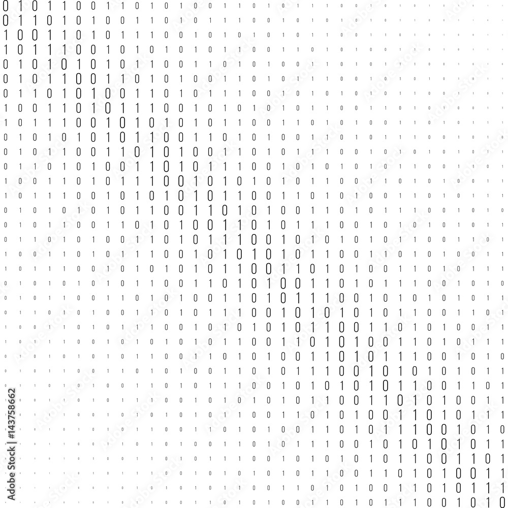 Poster binary code black and white background