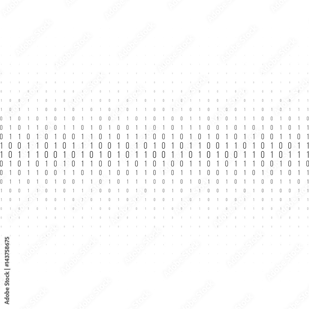 Poster binary code black and white background