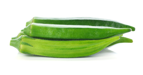 fresh okra or green roselle on white background.