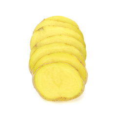 Sliced potatoes isolated on white background