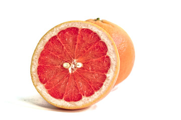 Closeup of grapefruits on a white background