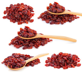 dried cranberries on a white background