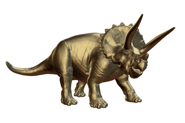 Obraz premium golden Triceratops horridus of the late Cretaceous period between 66 and 68 million years ago