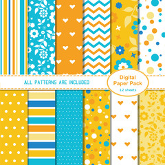 Set of 12 colorful seamless patterns