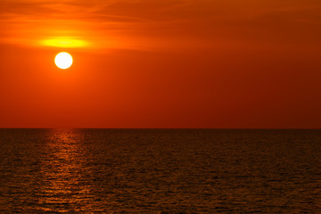 Landscape of sunset with at Nai Yang Beach, Phuket Province, Thailand.