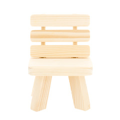 Wooden toy chair isolated on white background